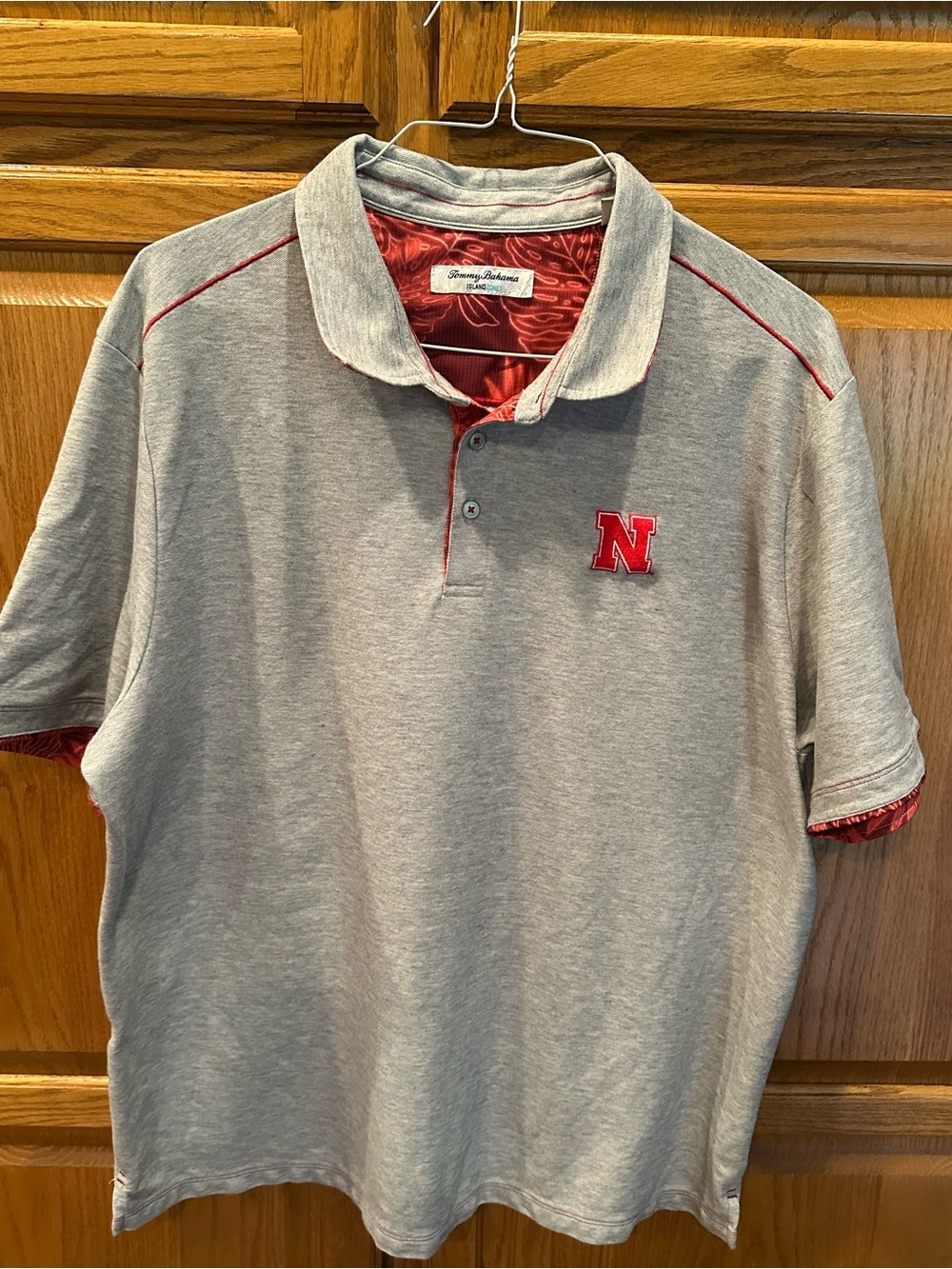 Tommy Bahama Island Zone Gray Nebraska Cornhusker Men’s Polo Shirt XXL